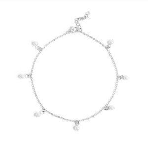 Silver Pearl Embellished Anklet - Waterproof, Tarnish-free, Hypoallergenic Luxe